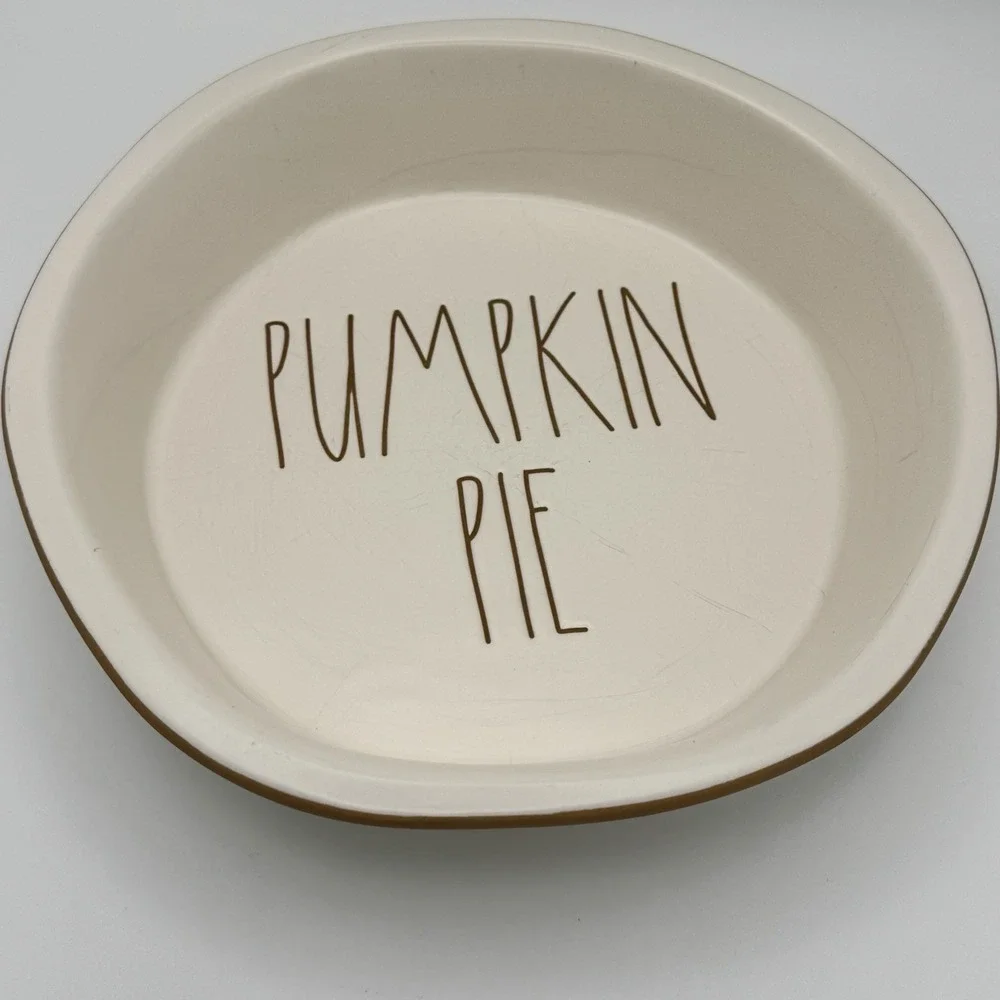 Rae Dunn PUMPKIN PIE Baking Dish Ceramic Farmhouse‎ Kitchen Serveware